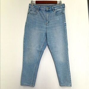 American Eagle - Light  Stonewashed High Waist Strigid Mom Jean Size 10 Short